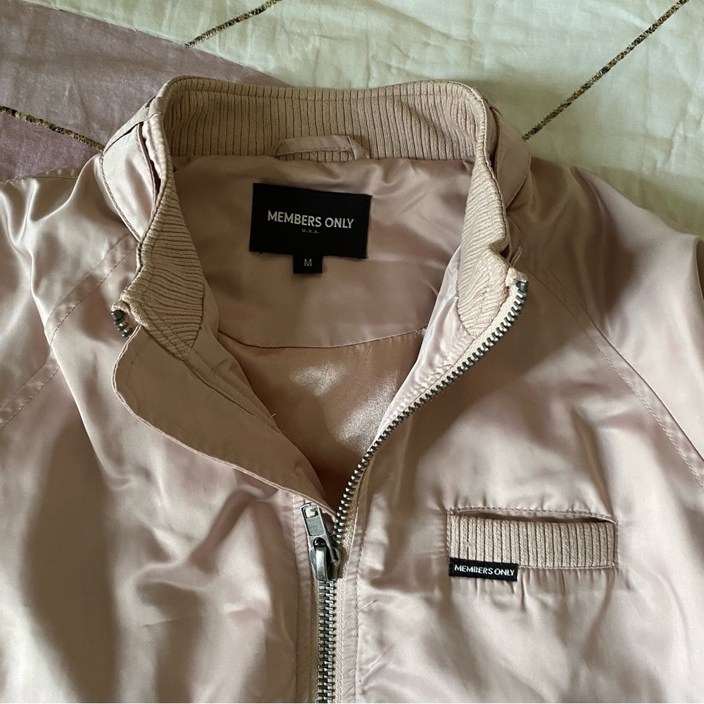 Light Pink Satin Members Only Bomber Jacket - Picture 6 of 9